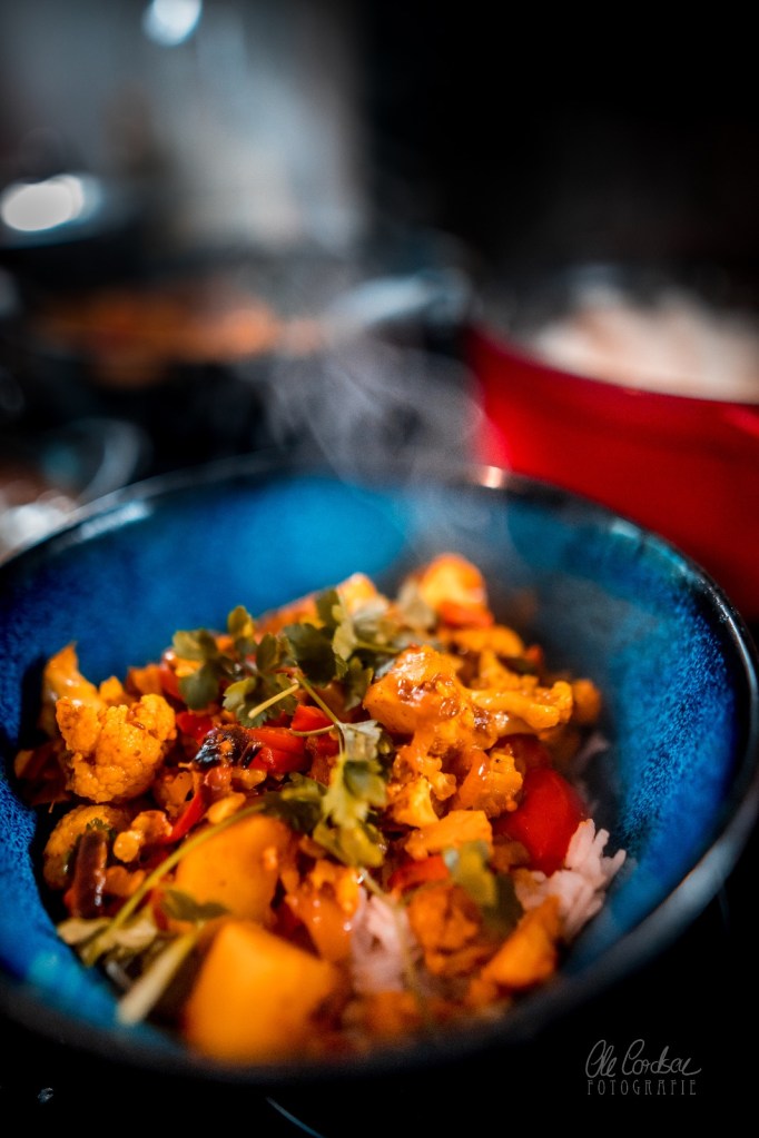 Aloo Gobi, Blumenkohl, Curry, Pfanne, Cauliflower, Kartoffeln, Kochen, Food, 