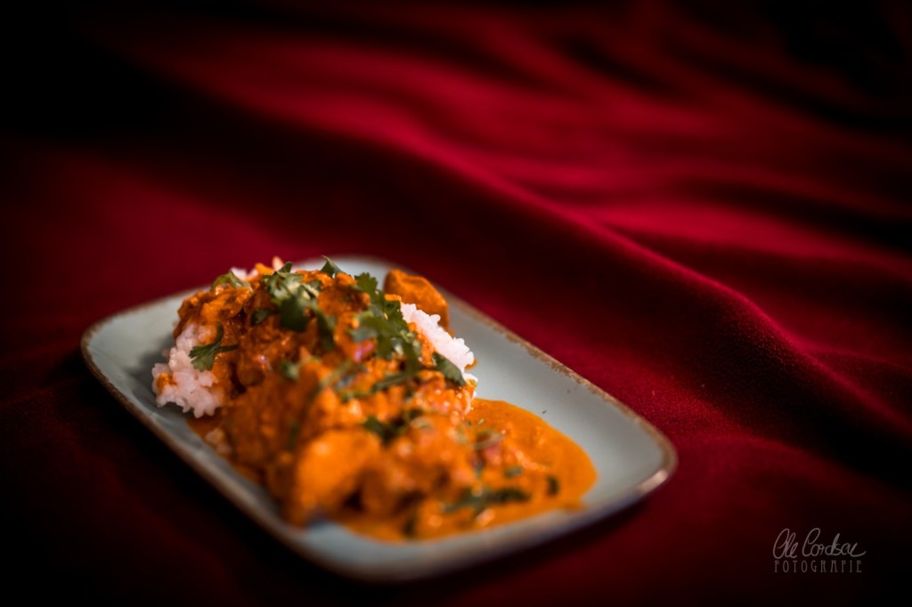 best butter chicken rice cilantro coriander murgh makhani bokeh
