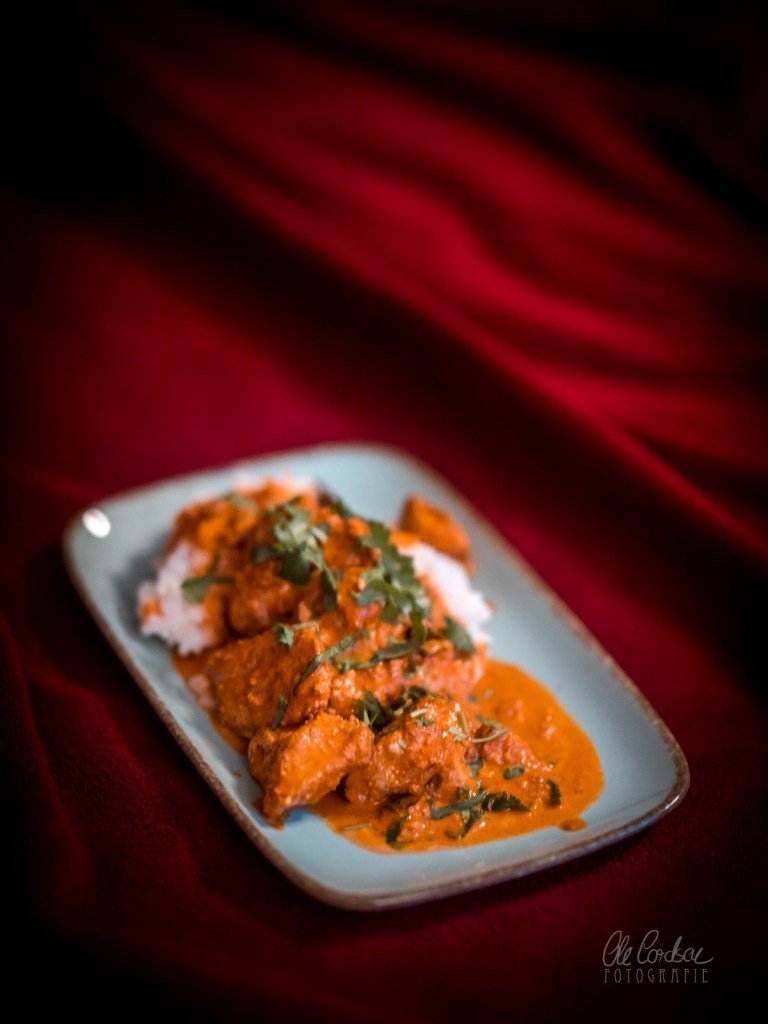 best butter chicken rice cilantro coriander murgh makhani bokeh