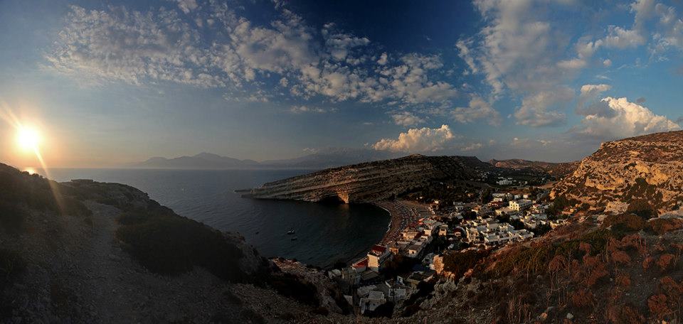 Matala seen from above sunset