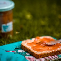 Sensationelle Marmelade mit Plattpfirsichen, Rosmarin und Zitronenverbene